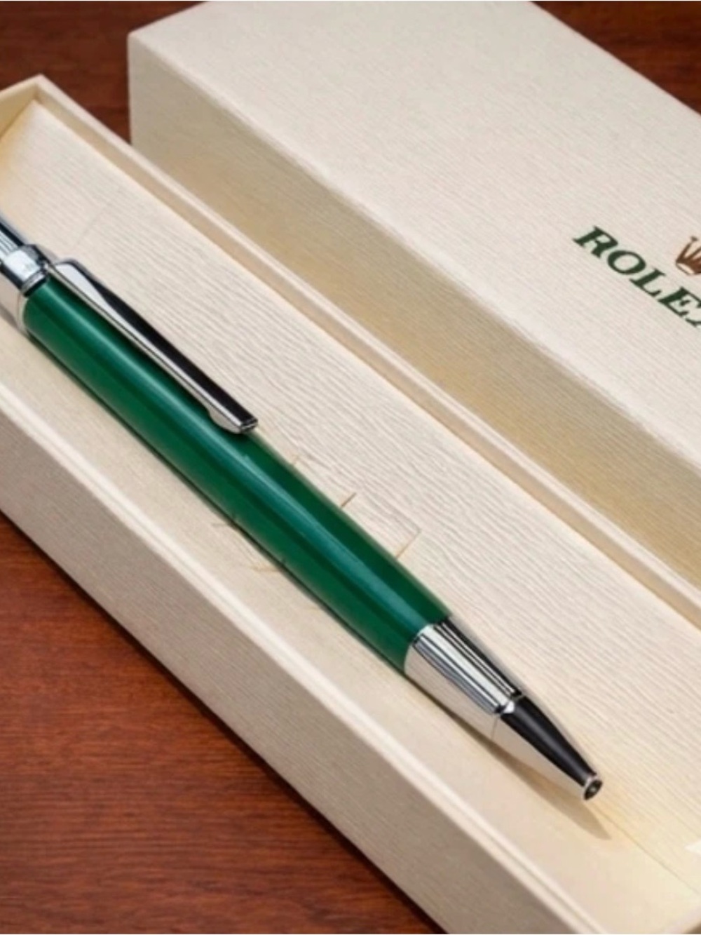 Rolex Green and Silver Ballpoint Pen